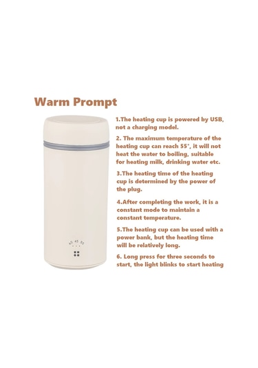 Elmpaly Kayısı Desenli Type-c Şarjlı Kapaklı Paslanmaz Çelik Termos