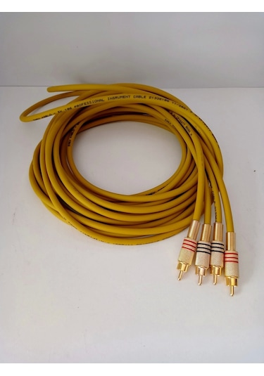 El Yapımı Rca Kablosu %100 Bakır Amfi Ses Aktarım Kablosu Sarı- 5 Metre