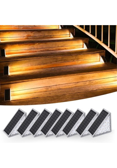 Zmc Bilişim 8 Adet Üçgen Güneş Enerjisi İle Şarj Olan Dış Mekan Solar Basamak Köşe Lambası