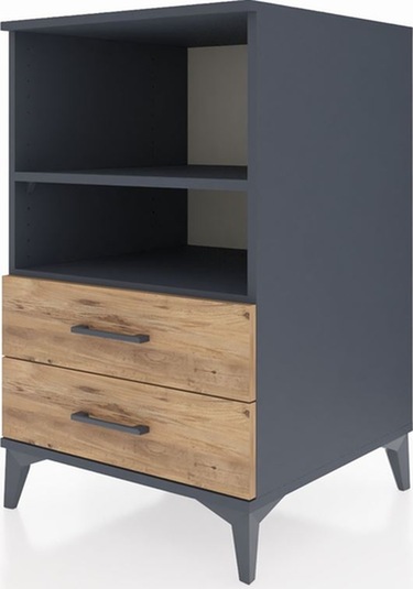 Kronos Komodin 2 Raflı 2 Çekmeceli 60x59x96 Antrasit-çam Antrasit
