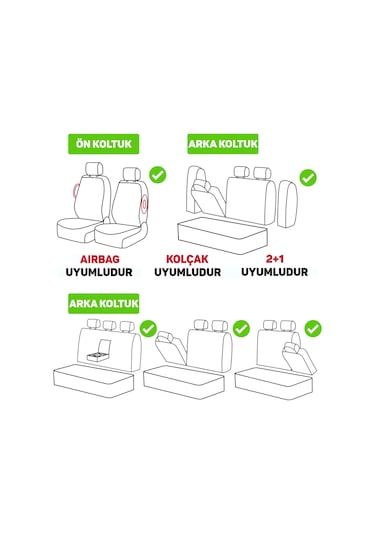 Minderland Fa Serisi - Volkswagen Amarok İle Uyumlu Koltuk Kılıfı, Tay Tüyü / Siyah