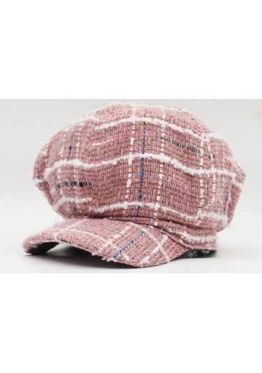 Şapkadan Kadın Yünlü Vintage Kasket Retro Kışlık Şapka 45645dr56707 Gül Kurusu