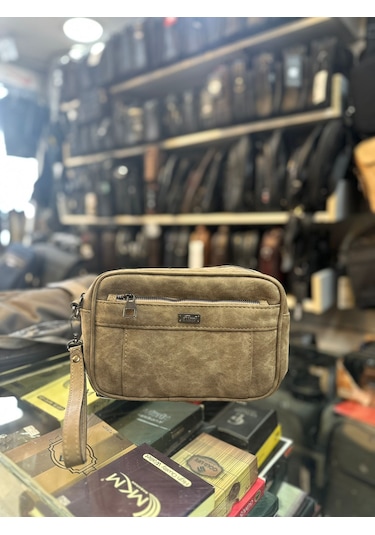 Trg Polo Bej Greyzu Deri El Çantası Bej