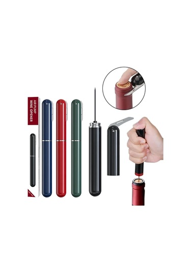 Güvenlik Hava Pompası Şarap Şişe Açacağı Folyo Kesici İle Şarap Siyah