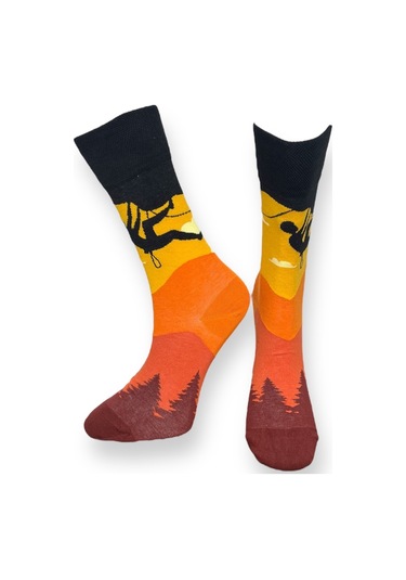 3'lü Unısex Uzay, Gün Batımı Ve Geometrik Tasarımlı Esnek Nem Alabilen Pamuklu Spor Soket Çoraplar Çok Renkli