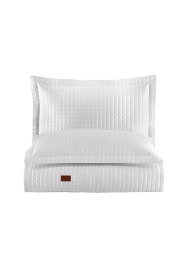 Elegante %100 Pamuk Saten Yatak Örtüsü Seti Beyaz Bej