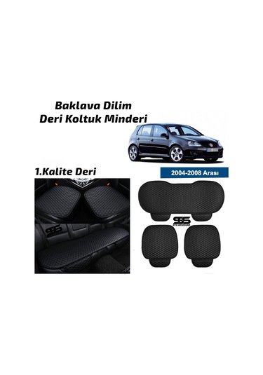 Volkswagen Golf 5 2004-2008 Siyah Deri Oto Koltuk Minderleri