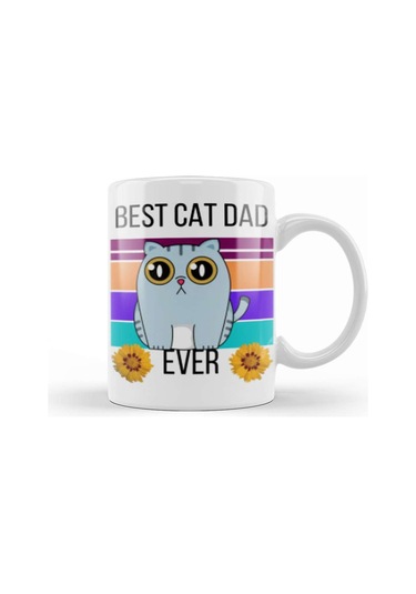 Funny Best Cat Dad Dad Fathers Day Gift 2021 Kupa Bardak Porselen Karışık