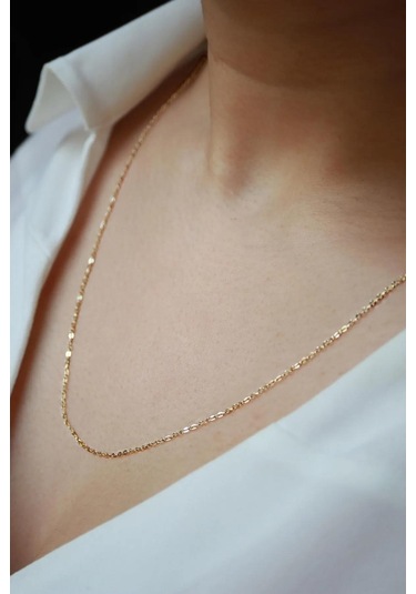 Diamine 14 Ayar Altın Kalın Aynalı Forse Zincir Kolye