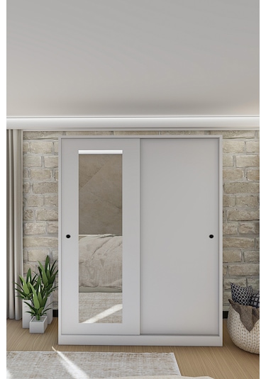 Gm 347 Menekşe Beyaz Sürgülü Gardırop