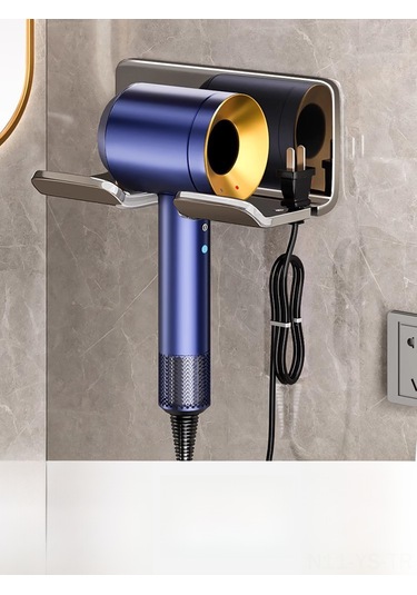 Yunboo Banyo Duş Fön Makinesi Tutucusu - Delme Yok Sürekli Montajlı - Kalın Çelik Gri - Saç Kurutma Aleti Depolama Rafı Diğer