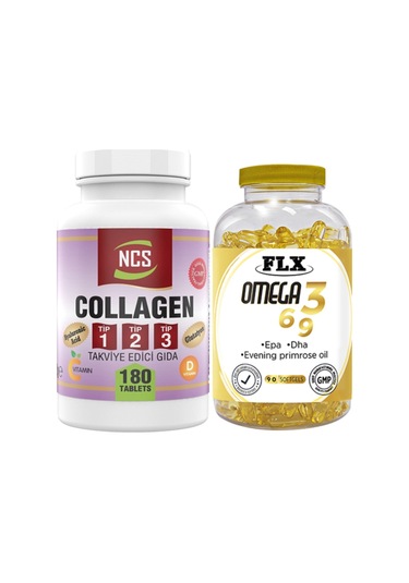 Kollajen Tip 1-2-3 180 Tablet & Flx Omega 3-6-9 90 Tablet