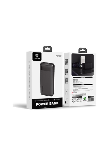 Lenyes PX233P 10 W 20000 mAh Led Işık Göstergeli Taşınabilir Powerbank Siyah