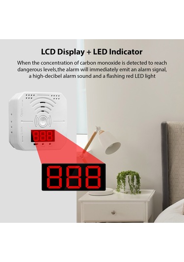 Tenfowee Co Alarm Cihazı 3'lü Paket - Hızlı Tespit, Lcd Ekran, Led Işık Ve Sesli Alarm - Ev, Şömine, Gaz Tesisleri İçin - Pil Yok Wj-co998