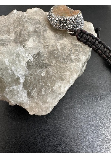 Zirkon Markazit Ve Doğal Sitrin Bereket Taşlı İpli Gümüş Bileklik