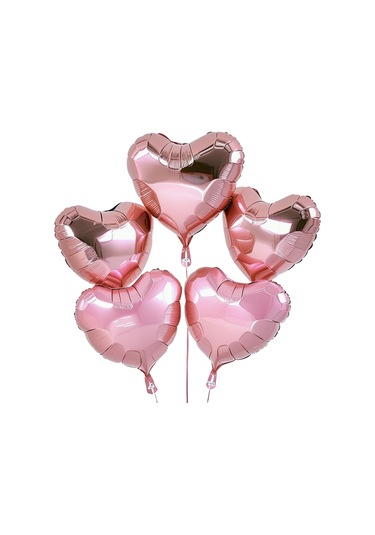 5 Adet 18 İnç 45 Cm Kalp Folyo Balon Pembe PEMBE