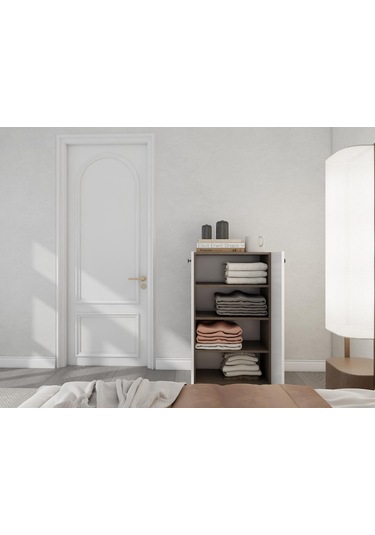 2 Kapaklı Çok Amaçlı Dolap Antrasit Meşe Antrasit - Beyaz