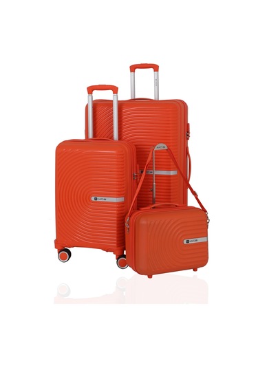 Mçs Polipropilen 3lü Valiz Seti Büyük & Kabin & Makyaj V374 S24sy1000081-set 00314 Portakal