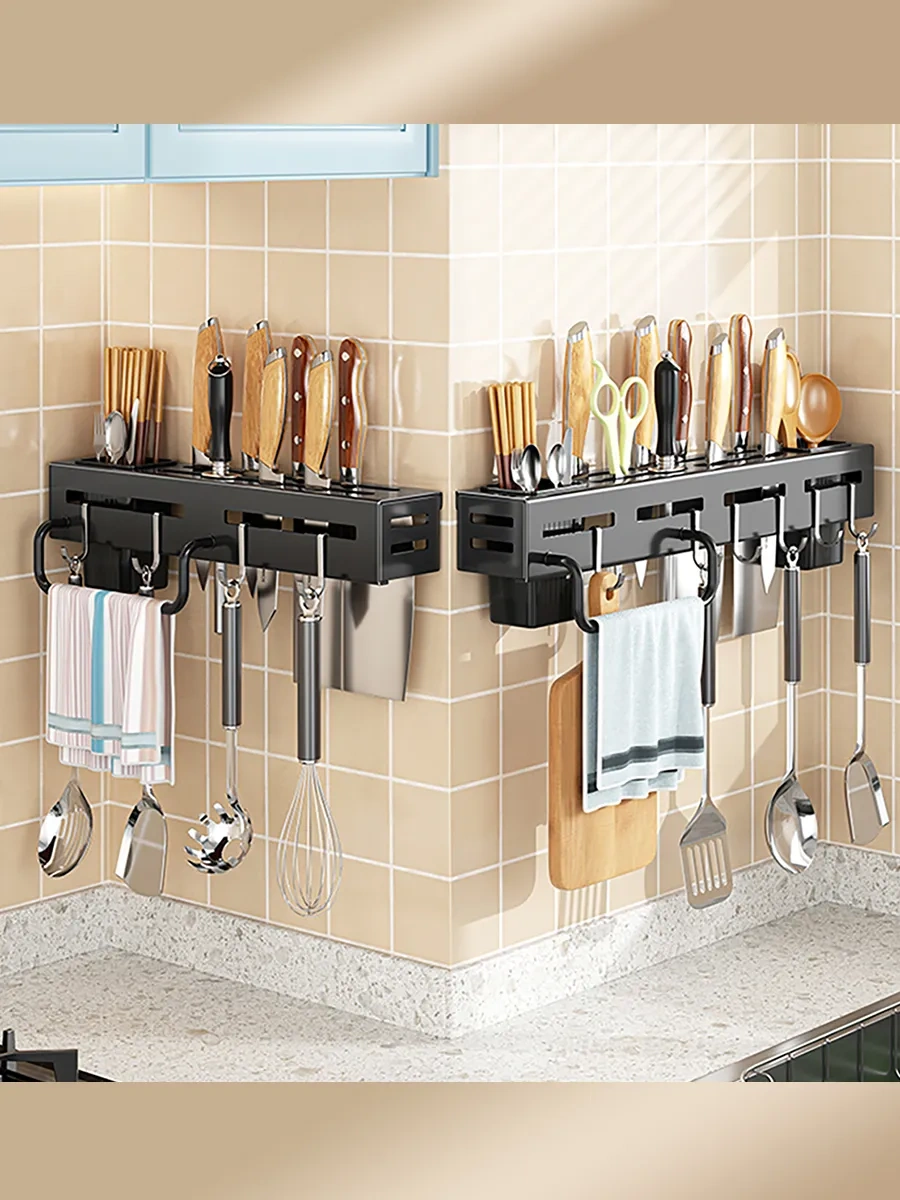 Pabk Mutfak İçin Duvar Askılı Düzenleyici, 60 Cm Asma Raf 341426592 Siyah