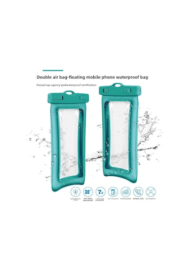 Skycity Yeşil Tpu Su Geçirmez Telefon Çantası, Çift Hava Torbası İle Yüzme Dalış Akşam Yemeği İçin, Dokunmatik Ekran Desteği, %99 Cihaz Uyumlu Yeşil