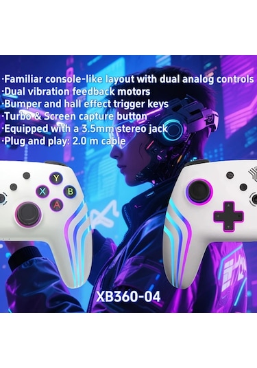Elmpaly Black Oyun Kumandası Titreşimli Xbox 360 Pc Ps4 Ps3 Switch İçin Aydınlatmalı