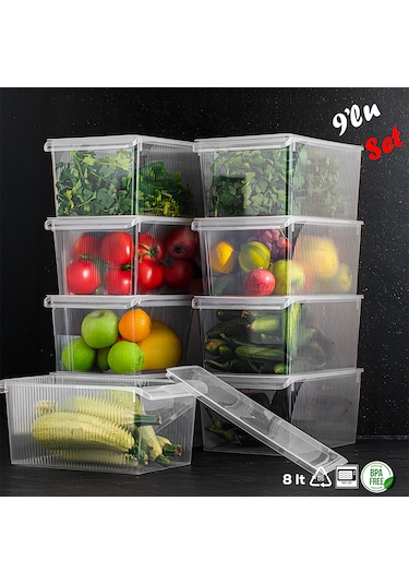 Porsima 3185 9 Ad 8 Lt Dolap İçi Ve Buzdolabı İçi Düzenleyici Set ŞEFFAF