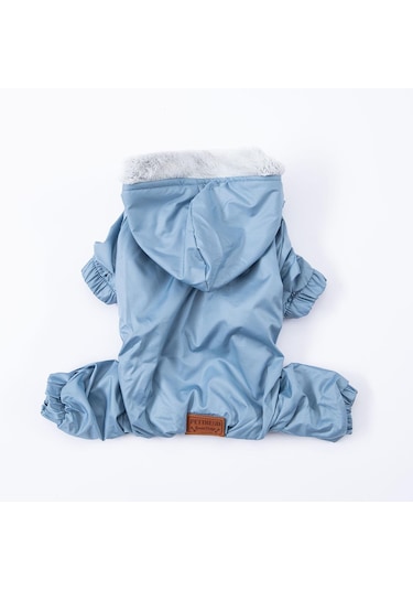 Gri Kürklü Orta Büyük Tulum Yağmurluk Köpek Kıyafeti Köpek Yağmurluğu 18-40 Kg Arası Orta Büyük Irklar