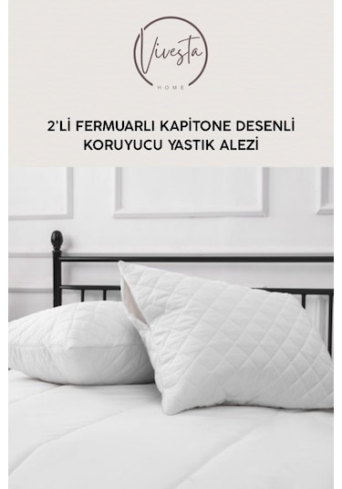 Ter Geçirmez Koruyucu Yastık Alezi 2 Li Beyaz