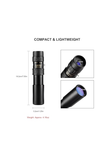 Yaozixa Tüm Metal 10-30x25 Bak4 Prisma Monoküler Teleskop - Yüksek Kaliteli Lensli, Fmc Filmi, Taşınabilir Çanta İle %90 Işık Geçirimi