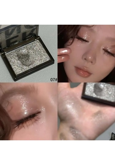 Köpüklü Glitter Mavi Göz Farı Paleti Fosforlu Siyah Gümüş Punk Dumanlı Göz Farı 07 3.2g 01
