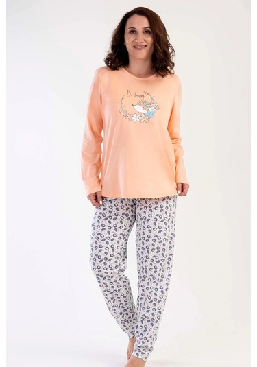 Vienetta 303214 Geniş Büyük Beden Kadın Pijama Takımı Somon V1 Somon