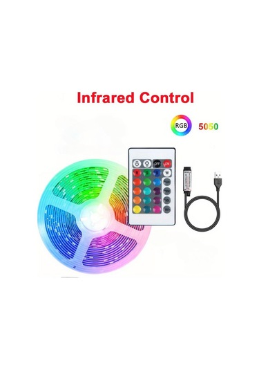 24 Tuşlu Led Şerit Işıklar, Rgb 5050 Lamba Uzaktan Kumandalı Usb 5 V Yatak Odası Dekorasyon Müzik Noel Oda Ev Dekor Için Işıklar 24key-15m