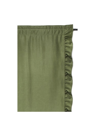 Poli Perde Çift Kanat Dikey Fırfırlı Zümrüt Yeşili