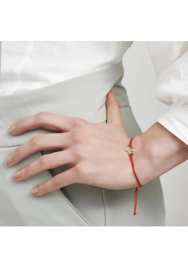 Koçak 14 Ayar Kalp Figürlü İpli Altın Bileklik - 14blk1092