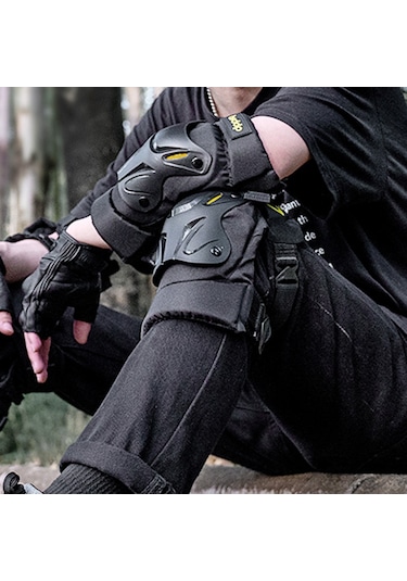 Xindoker Motorcycle Sırt Ve Diz Koruyucu Seti - Siyah Sarı - Pe Ve Naylon Malzeme - 2 Adet Dizlik + 2 Adet Dirsekliği