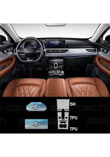 Chery Tiggo 8 Pro Uyumlu Navigasyon Dijital Gösterge Klima Kontrol Ekran Ve Vites Etrafı 7 Li Set