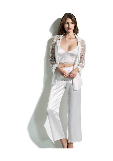 Ahu 7668 Saten Kısa 6lı Set - Ekru