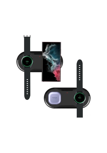 Monyee 2-in-1 Kablosuz Şarj Platformu: Samsung Telefon Ve Saat 5 Pro İçin 20w Hızlı Şarj, Abs Malzeme, Taşınabilir