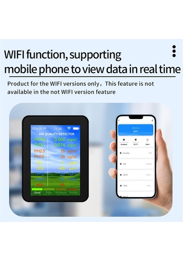 Lemestar Hava Kalitesi Analizi Cihazı: Pm2.5/pm10, Formaldehit, Co/co2, Sıcaklık-nem Tespiti, Tft Ekran, Akıllı Alarm, 1200mah Pil Siyah