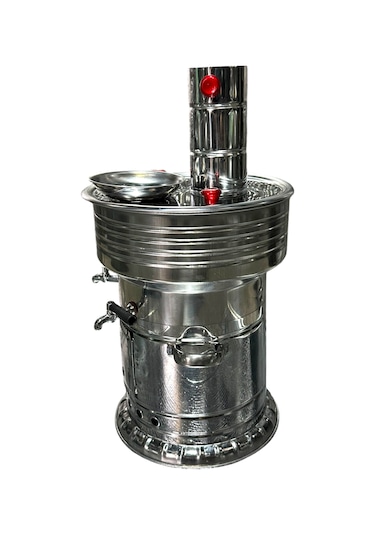 Odunlu Çift Musluklu Çelik Semaver 7 Lt -107