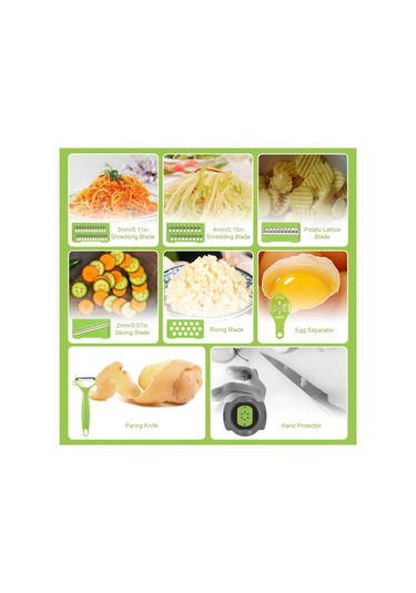 Kablı Sebze Doğrayıcı Çok Fonksiyonlu 11'ı 1 Arada Gri Gri