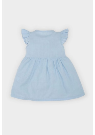 DeFacto Kız Bebek Basic Düz Kısa Kollu Flamlı Poplin Yazlık Elbise Z7402A225SMBE343