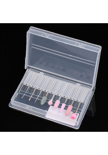 Hangfox Tungsten Çelik Tırnak Taşlama Uçları Seti 10 Adet - 2.35mm Çaplı Fırçalarla Manikür Polisaj Ve Temizleme Aleti Depolama Kutusu İçerir