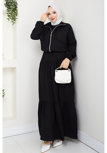 Milda Ceket Elbise İkili Takım 1579 - Siyah Siyah