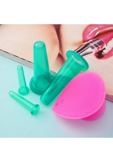 Bloomnest Ma 5 Adet Silikon Yüz Göz Çukurluğu Kavanoz Yüz Masaj Bardak Fırça İle Temizleme, Çok Renkli Çok Renkli