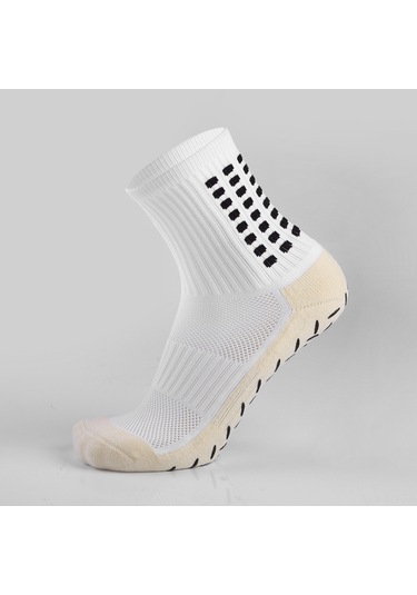 Youmex Erkek Spor Çorapları - Silikon Anti-s Kayıp - Nokta Desenli - Ter Emici - Nem Tutucu - Orta Boy - Comfort Fit - Tek Boyut Beyaz Beyaz