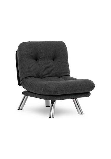 Pafu Hippo Tekli Yataklı Koltuk Keten - Koyu Gri Koyu Gri