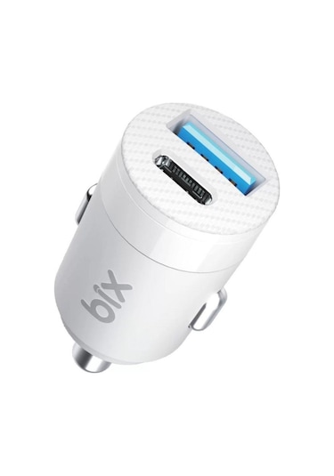 Bix 65w Type-c Pd 3.0 Ve Usb-a Çift Portlu Araç İçi Hızlı Şarj Cihazı Beyaz