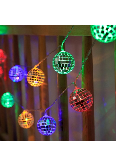 Kangvka Renkli Led Küre Mosaic Işık Zinciri 1.8m 10 Işık Sürekli Açık - Bahçe, Parti Dekorasyonu 2xaa Pil Gerekiyor, Pil Dahil Değil Çok Renkli