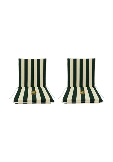 Viphomeconceptltd Sandalye Minderi 4 Adet Arkalıklı Büyük Fermuarlı Yeşil-Beyaz